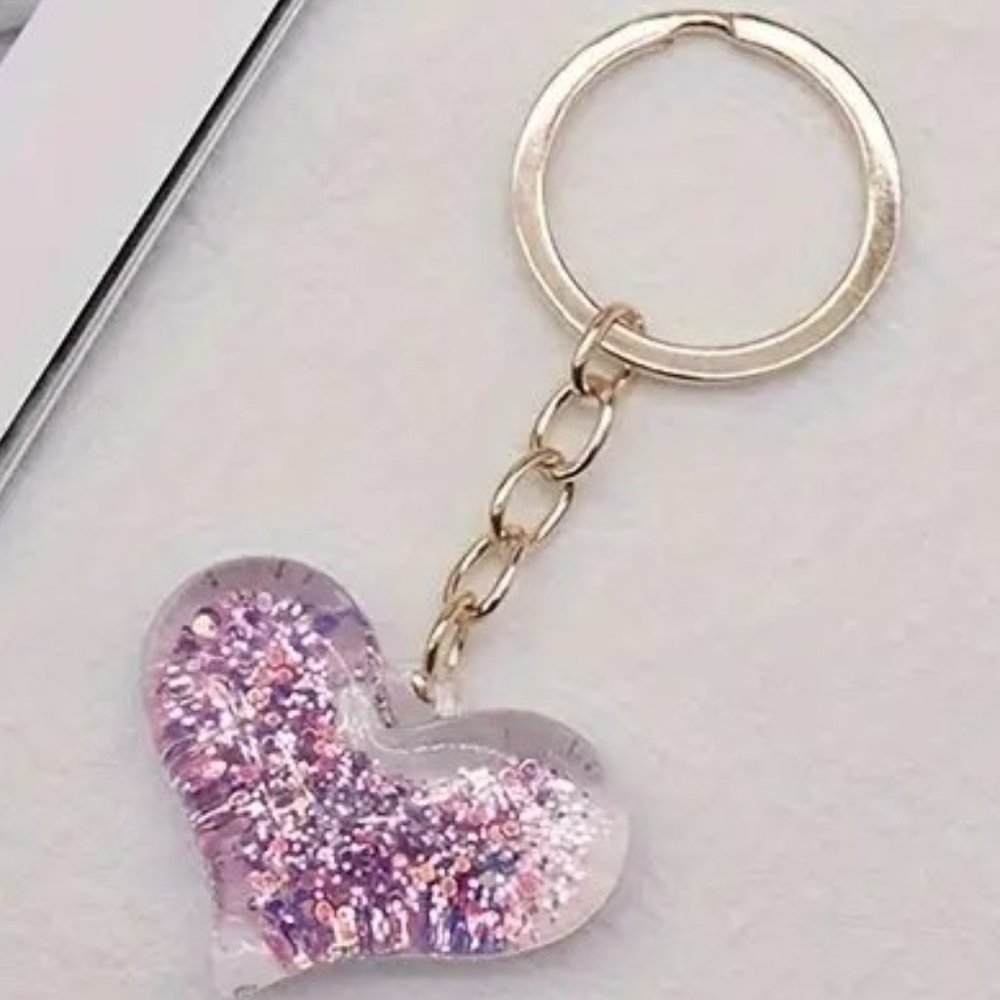 ⭐️NWT Purple Glitter Heart Bag Charm Keychain